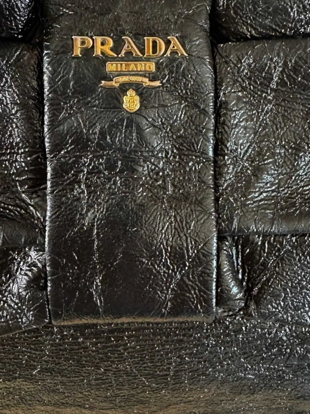 PRADA Ribbon Handbag Tote Black Patent with COA & Dust Bag VTG Medium 9x11x6 - Picture 4 of 17